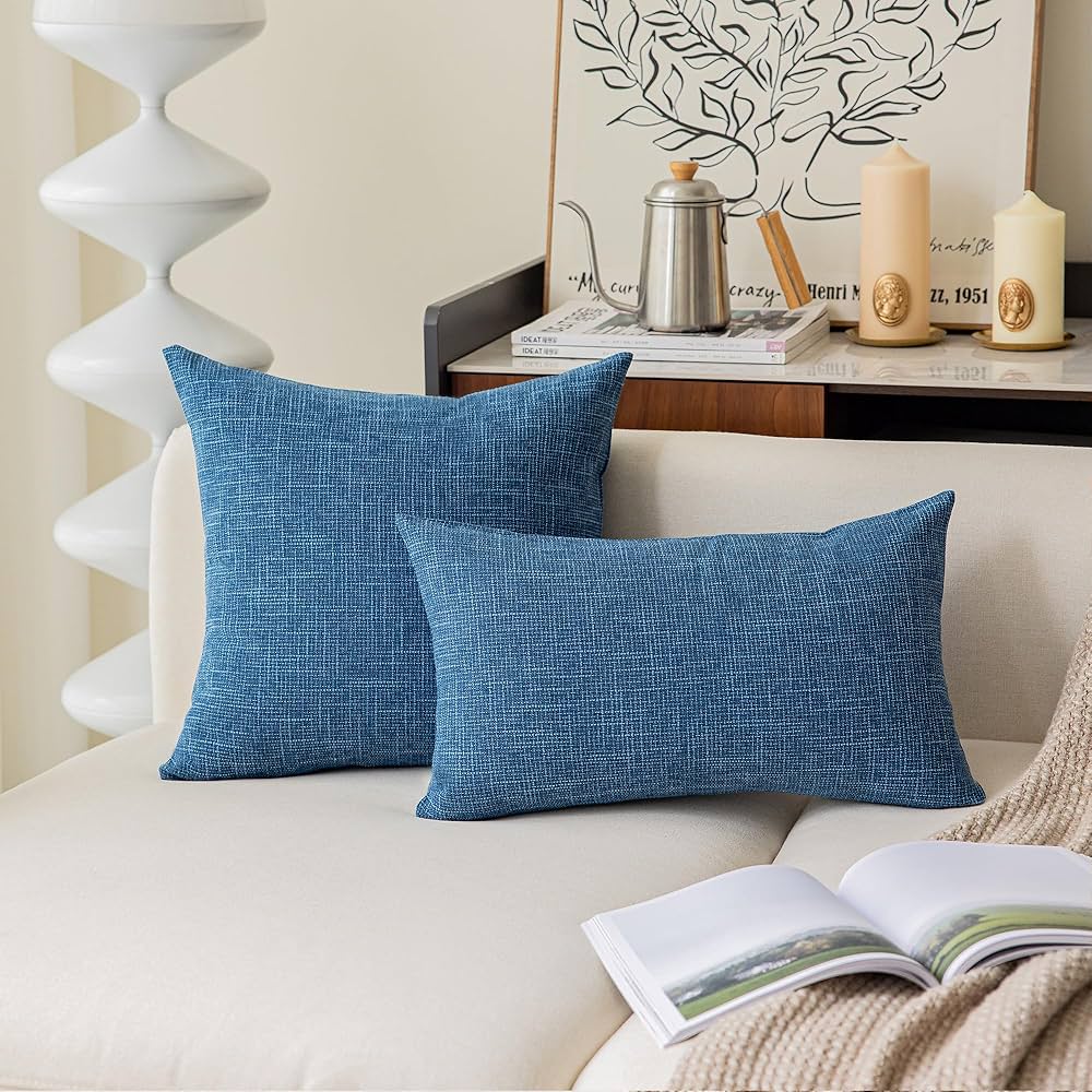 クッションカバー Cushion Cover navy line Halmuz Outdoor Patio Navy Blue Cushion Cover Shafatao-Navy